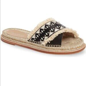 Pour La Victoire Pikko Espadrille Sandal Slides Boho Aztec Embroidered Frayed